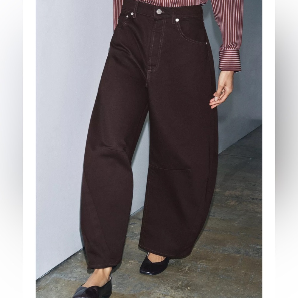 Zara NWT ZW Collection mid rise balloon jeans 8246/247